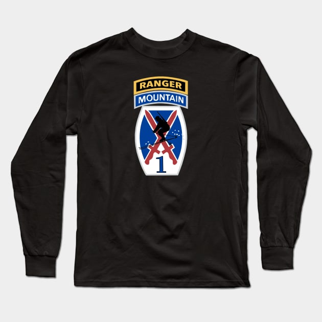 10th Mountain Division 1st Brigade Ranger Long Sleeve T-Shirt by Trent Tides